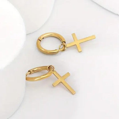 ✨ Gracefully Anchored Cross Earrings (Silver & Gold)